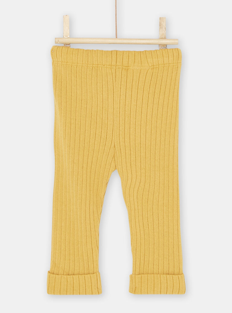 Legging côtelé jaune bébé fille