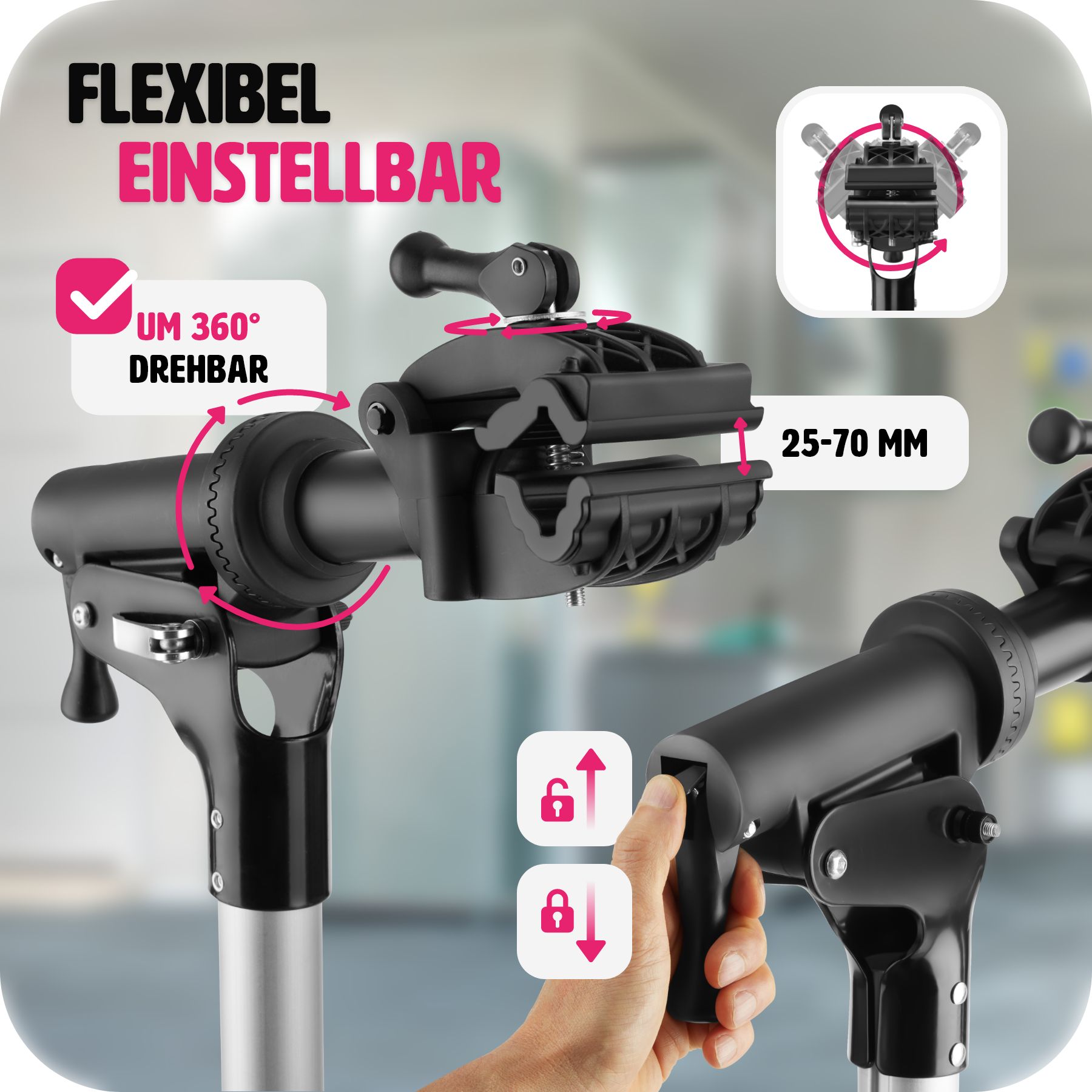 tectake® Fahrradmontageständer, Belastbarkeit 50 kg, klappbar mit Schnellverschlüssen, lackschonend, inklusive Vorderrad-Stabilisator und magnetischer Werkzeugablage