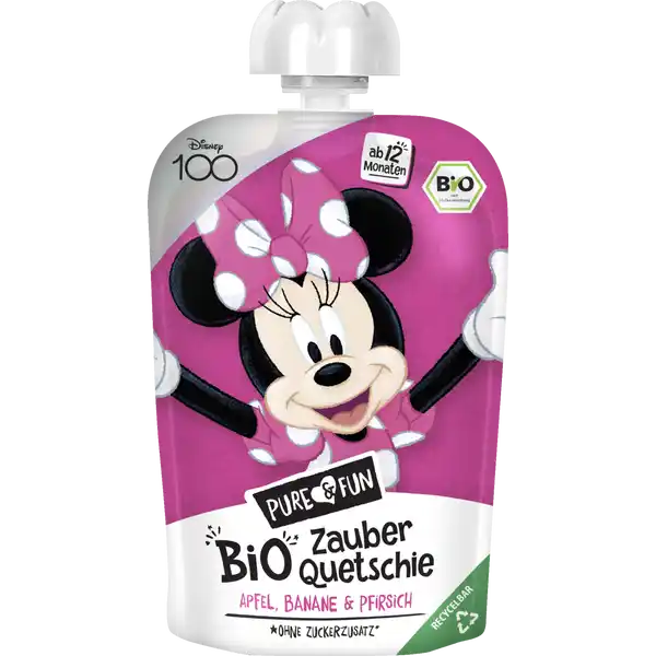 Bio Zauber Quetschie Minnie Apfel, Banane & Pfirsich