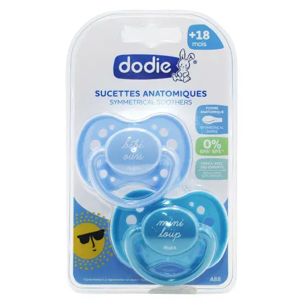 Chupeta Anatômica Dodie +18m Azul Pacote com 2