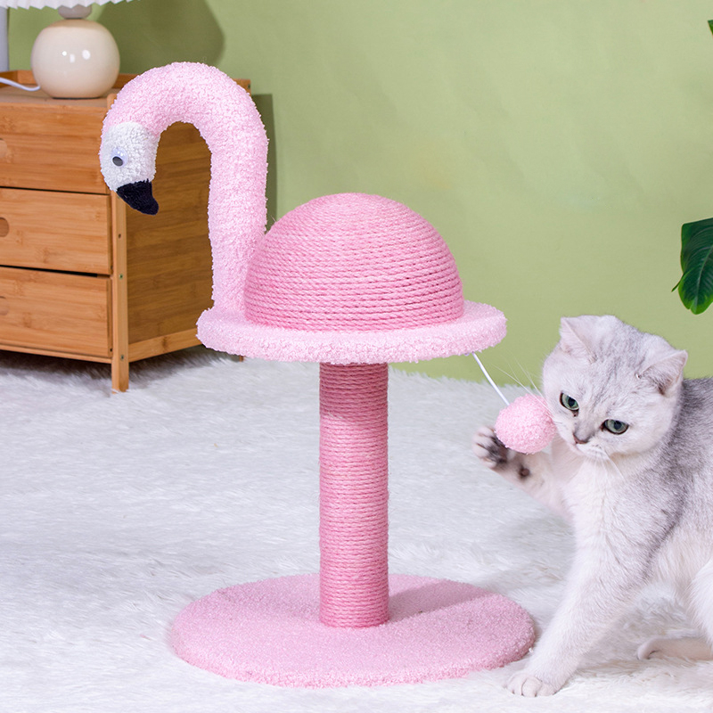(50cm) Mini Katzen Baum Sisal Flamingo Kratzsäule mit Plattform   Spiel Ball für Kitten - Pink