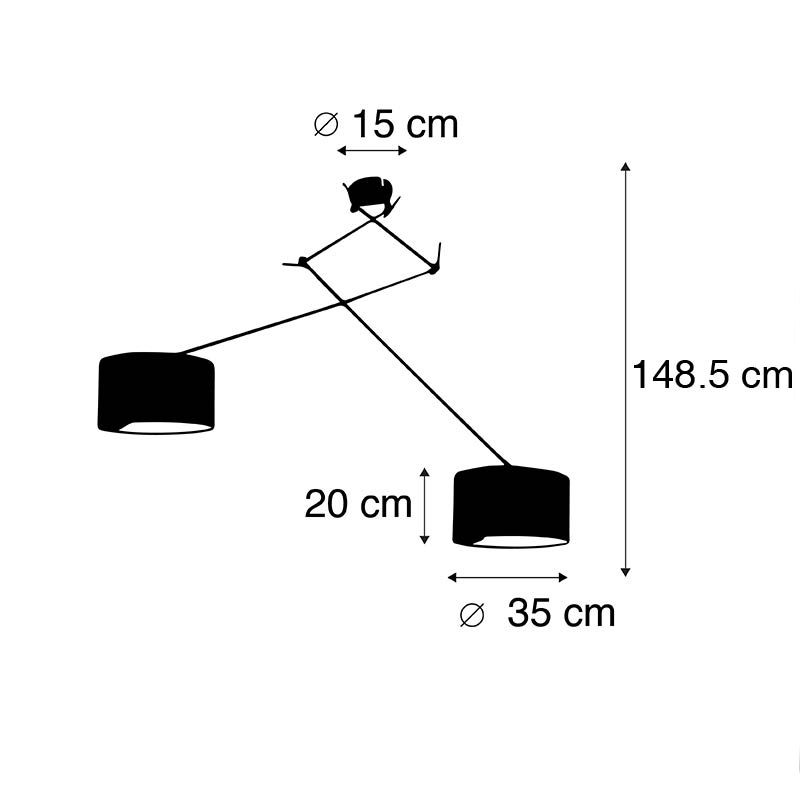Hanglamp zwart met kap 35 cm groen verstelbaar 2-lichts - Blitz