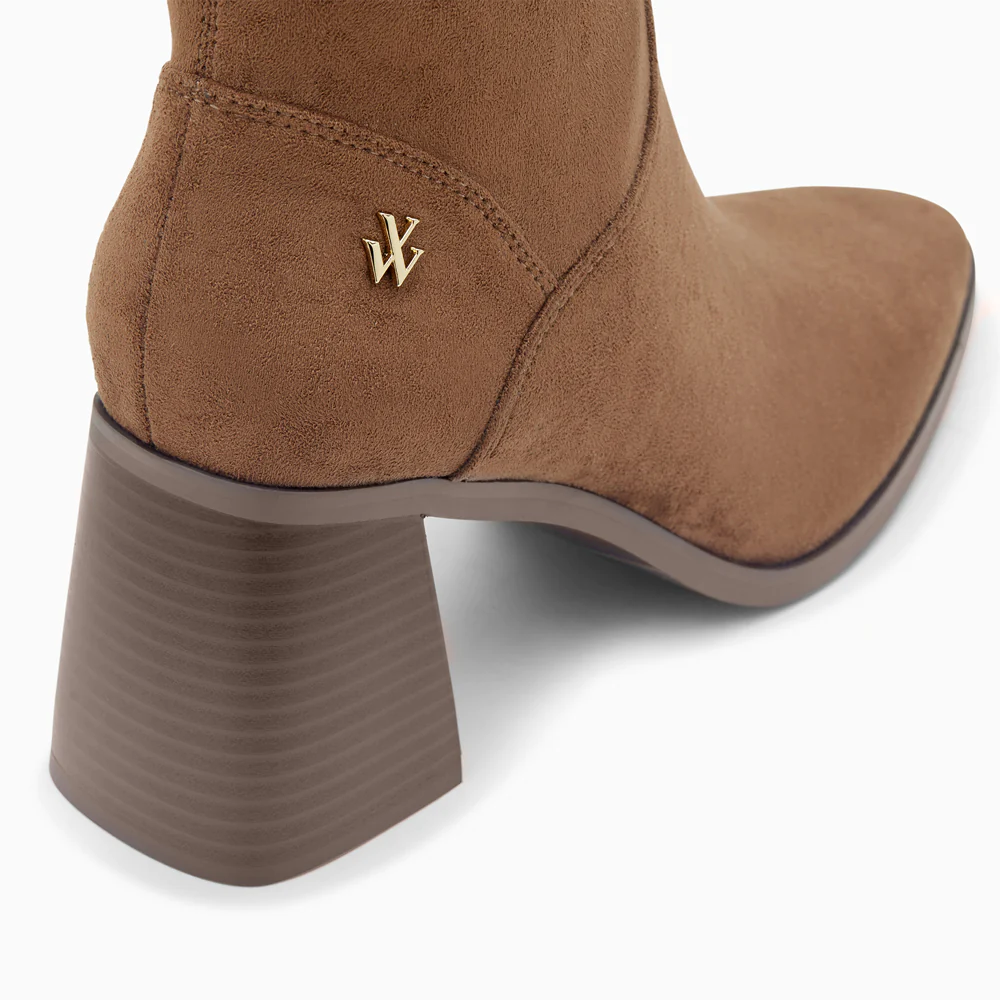 Bottines-Bottines chaussettes Alizée marron à talon trapèze