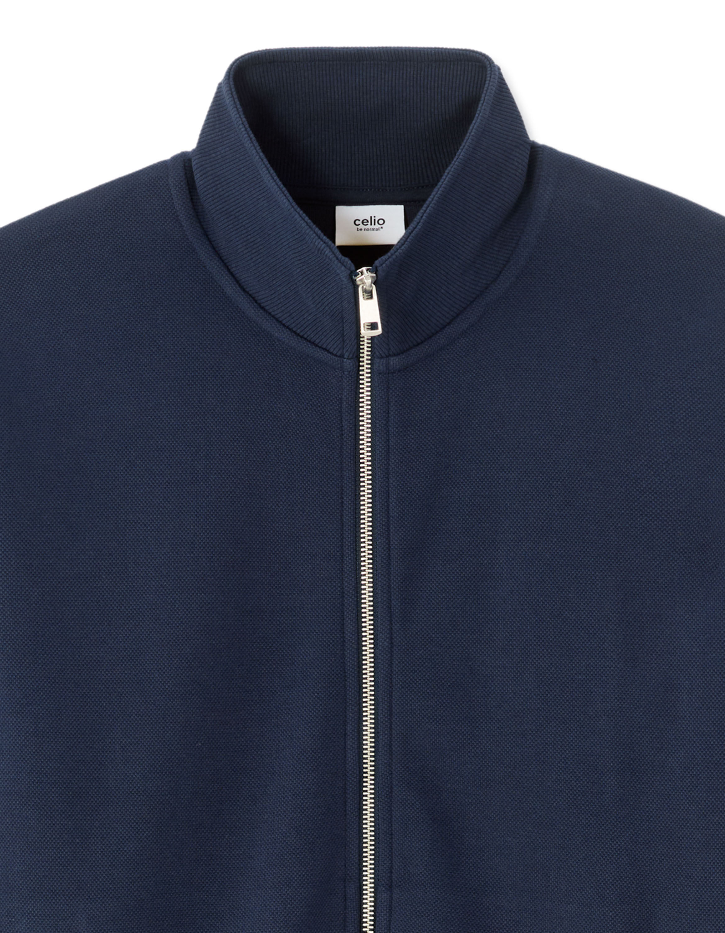 Sweat zippé regular piqué - marine