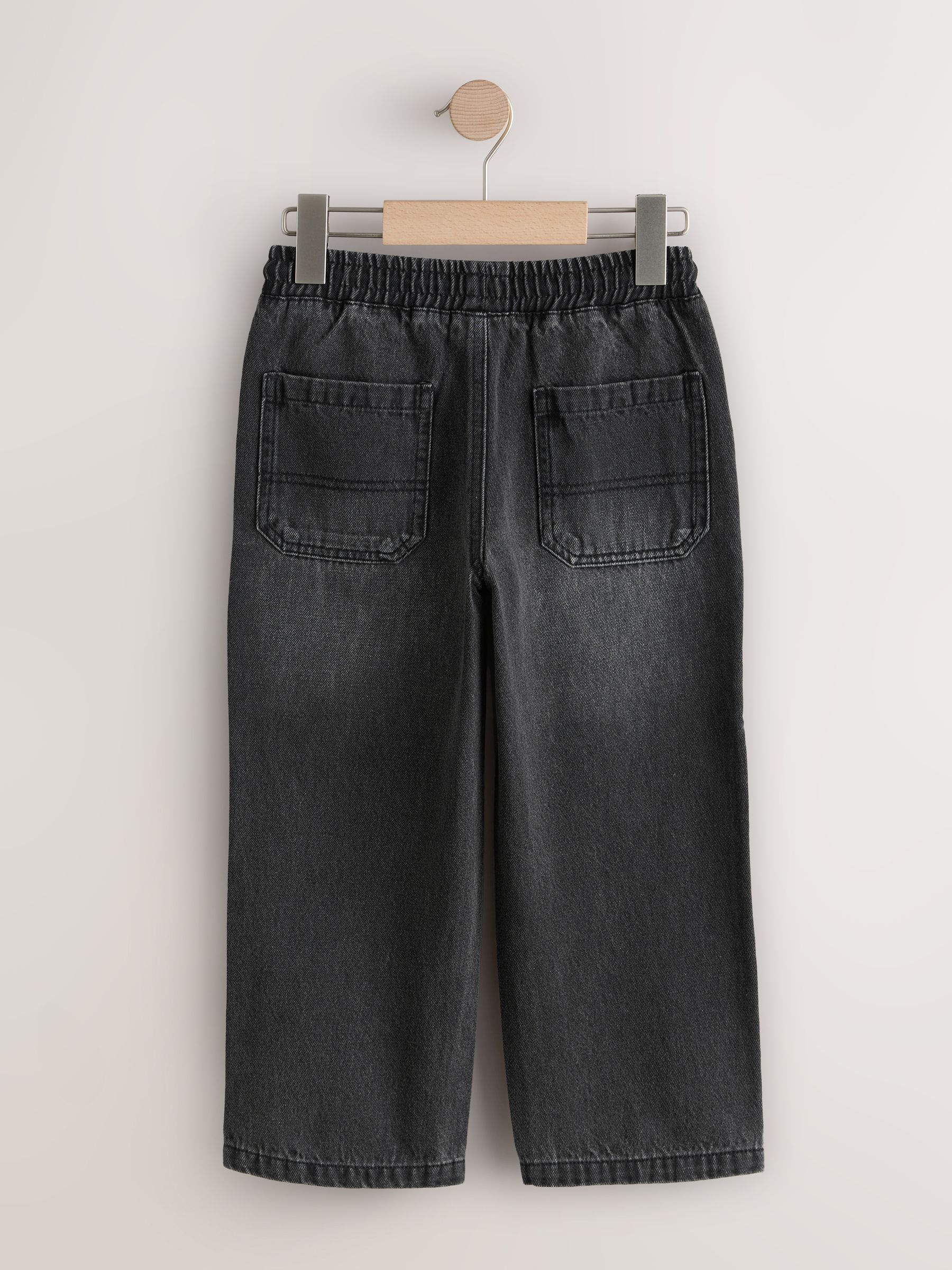 Zwarte wassing - Denim jeans met elastische taille (3-16jr)