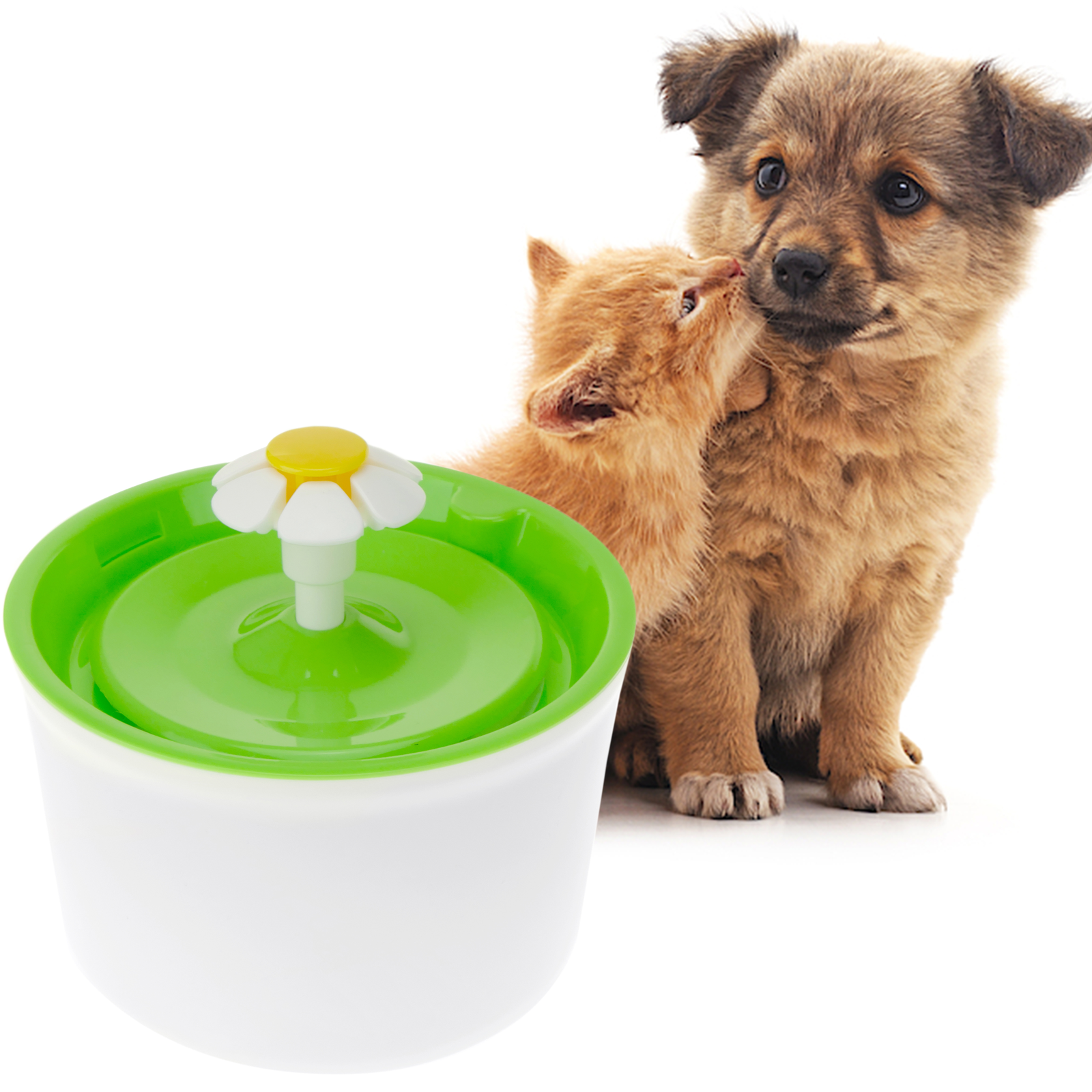 Fonte de água verde de 2,5 litros para cães e gatos. Fonte elétrica com dispensador de água filtrada para animais de estimação.