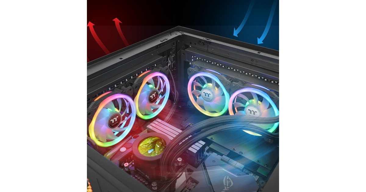 ThermaltakeSWAFAN 14 RGB 140x140x25 case fans  (Zwart, 3 stuks, 140 x 140 x 25 mm, 3 stuks, incl. controller)