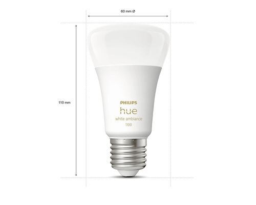 Philips Hue White Ambiance dimbare matte lampen, 2x A60 E27/8W (75W) 1100 lm 2200-6500 K, 2 stuks - Compatibel met SMART HOME van Hornbach