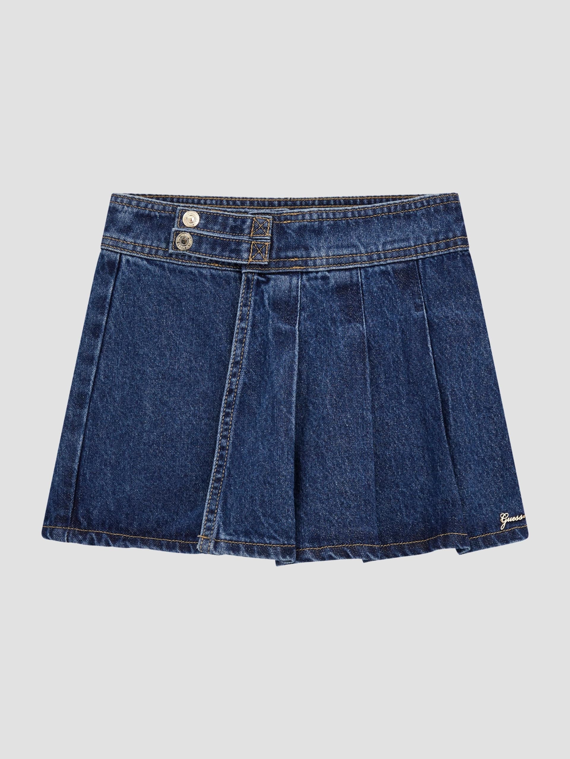 Saia-calça plissada em denim lurex (7-16)