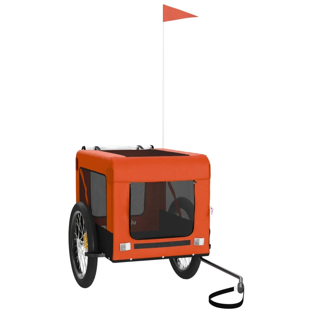 Reboque para cães para bicicleta vidaXL, ferro, tecido Oxford, laranja, preto