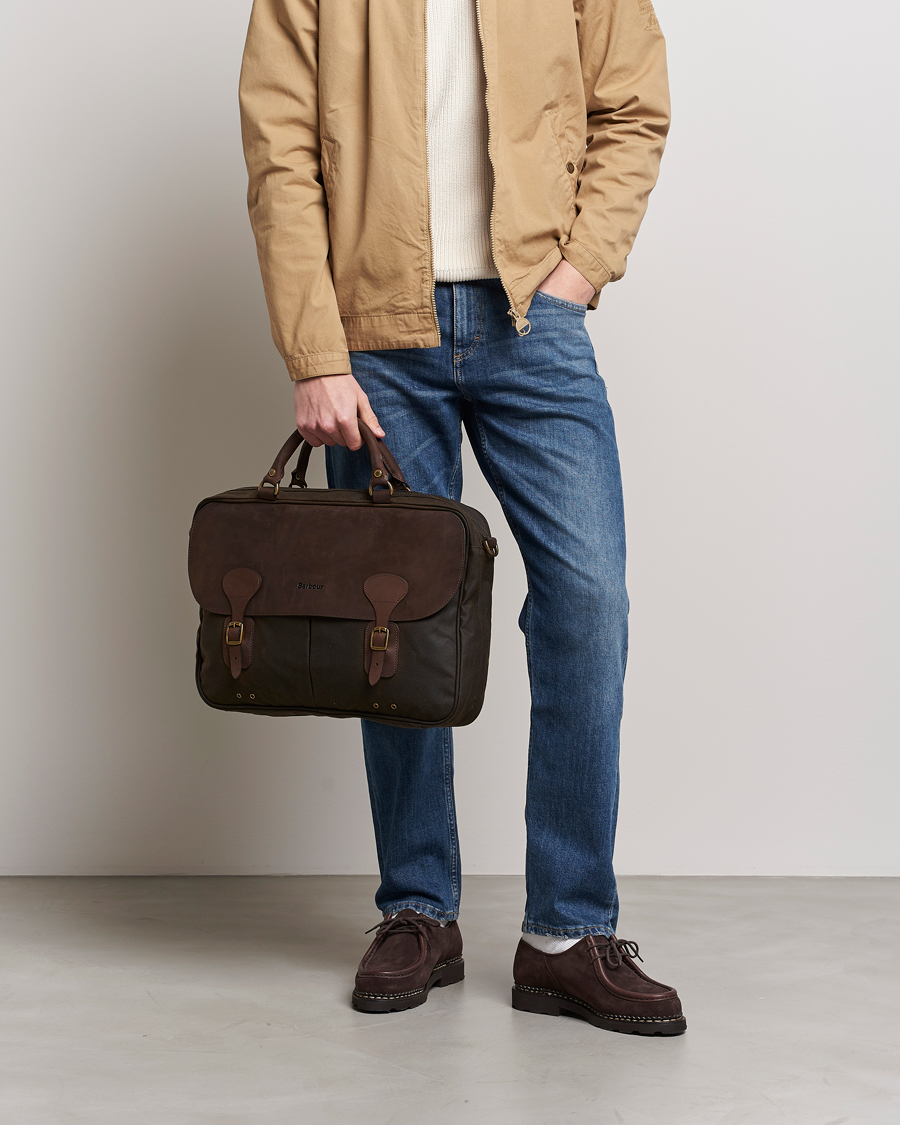 Barbour Lifestyle Wax Leather Briefcase Olive