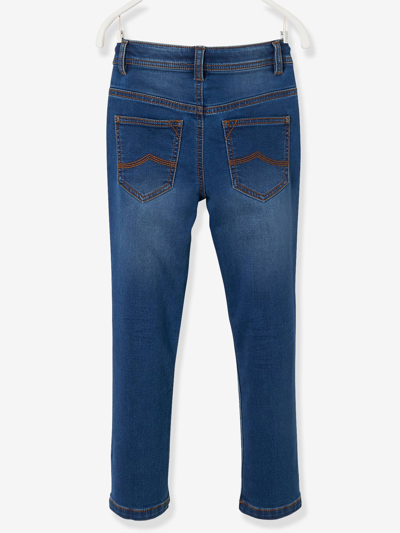 Calças de moletom azul-escuras com efeito jeans para meninos