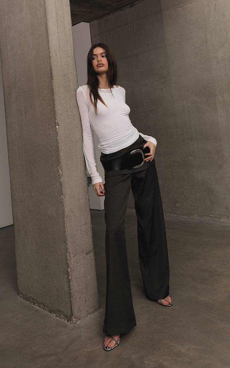 Charbon Pantalon Large À Détails Superposés