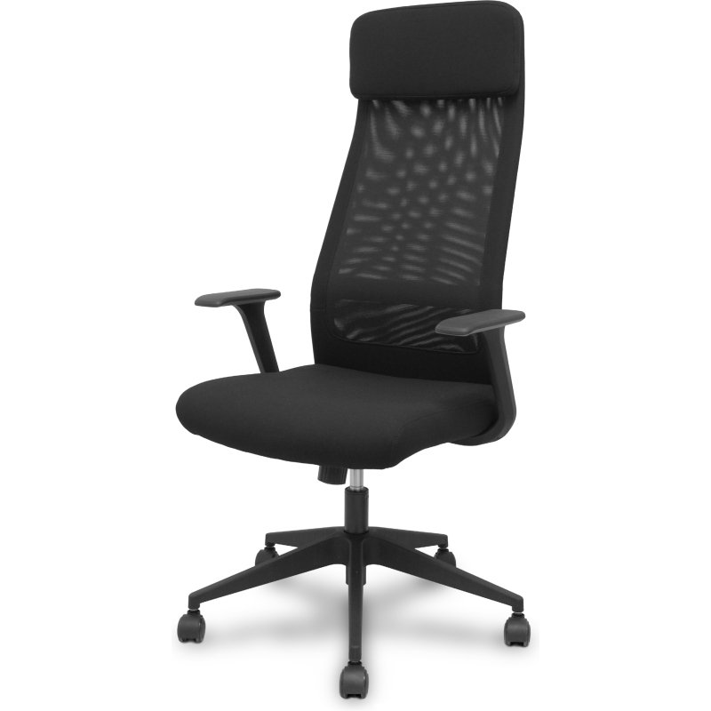 Chaise de bureau Pro536 - tissu noir avec accoudoirs fixes