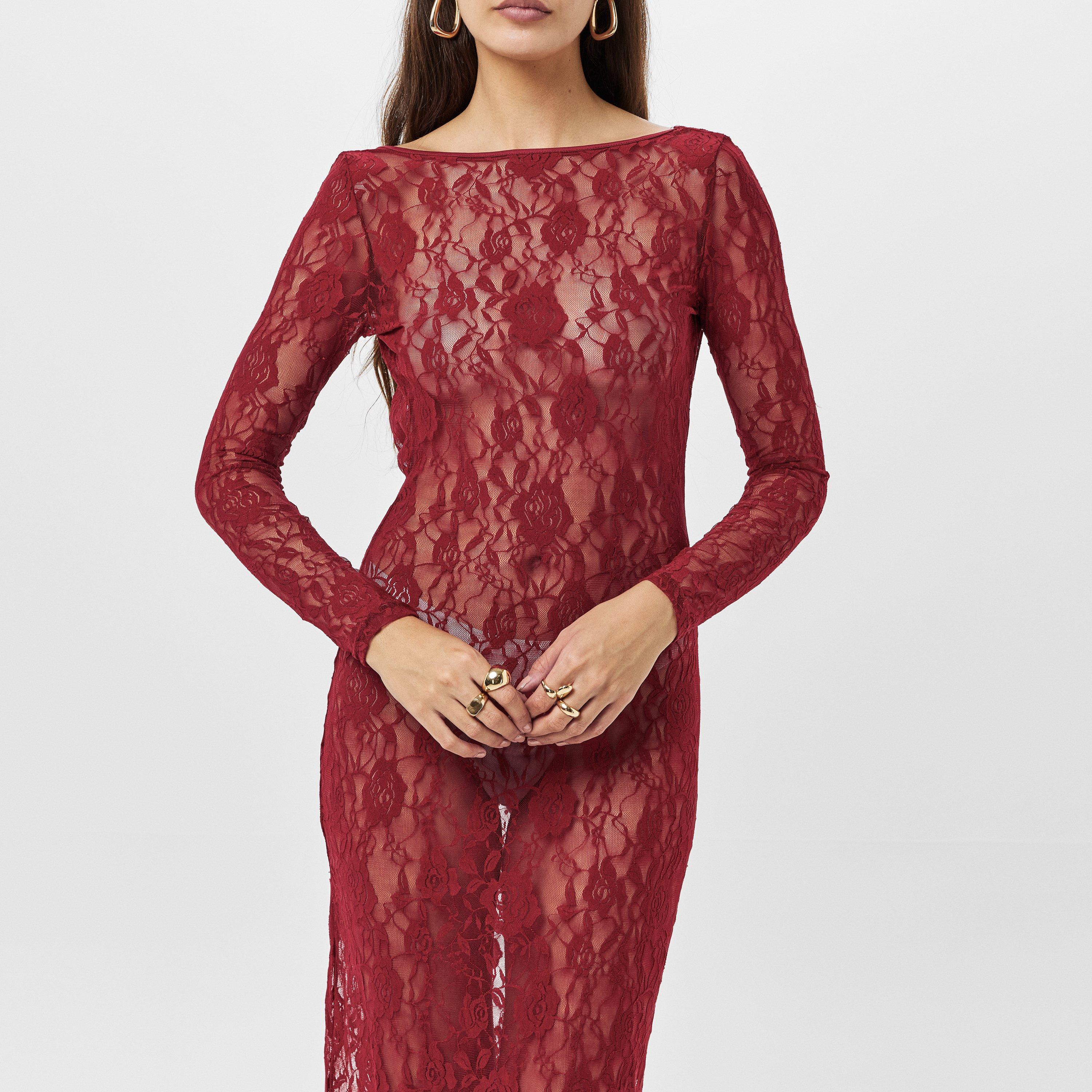 Missy Empire ME Lace Open Back Maxi Dress Womens