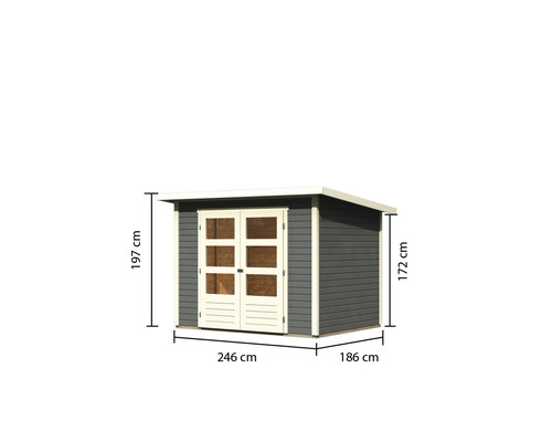 Expresshaus, Karibu Prompto 3 tuinhuis, 282 x 210 cm, terragrijs
