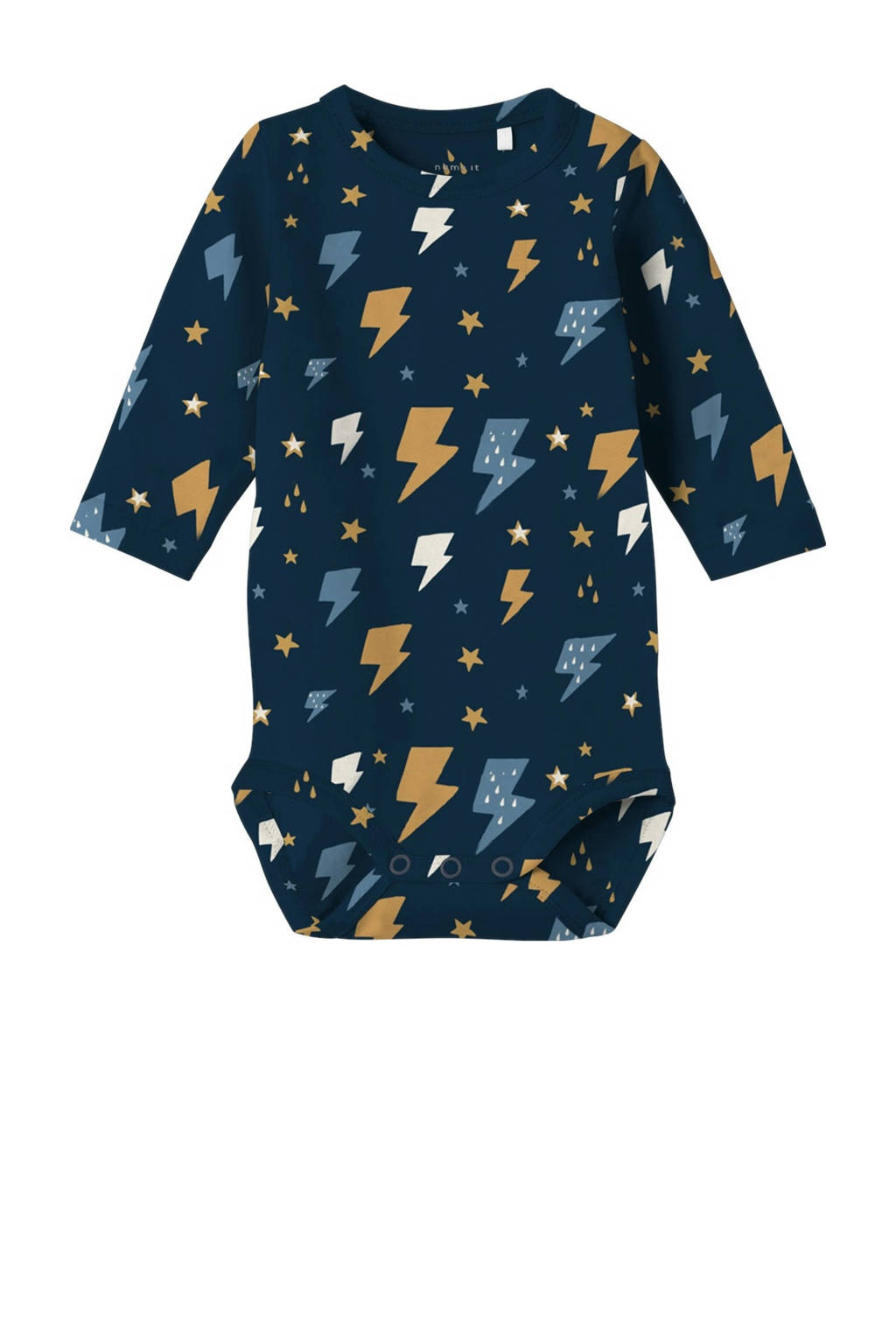 NAME IT romper NBMVROELS - set van 2 met all over print donkerblauw/beige