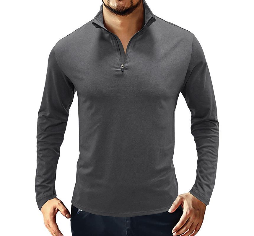 Dubbel Wit - Poloshirt met opstaande kraag en rits