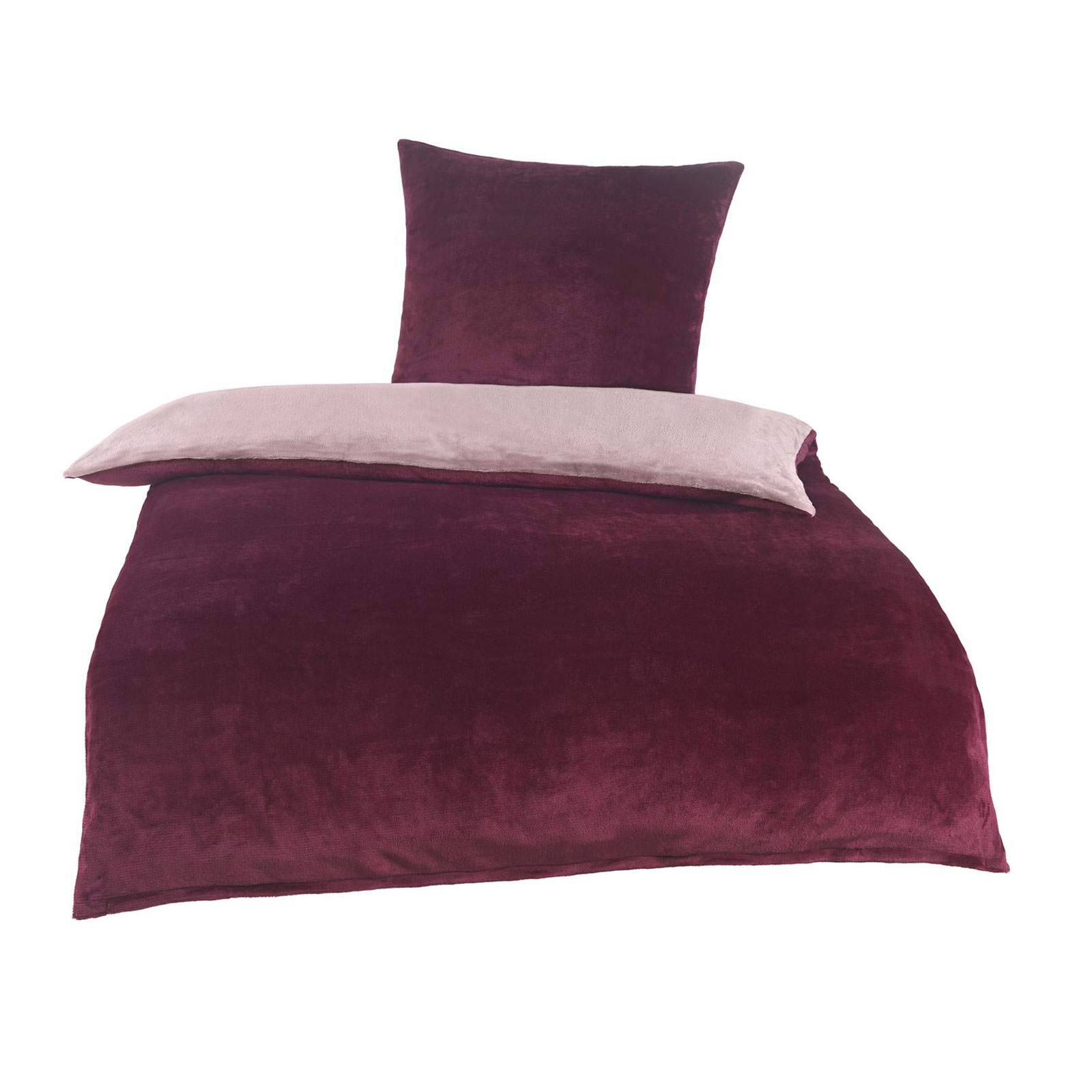 Microfaser-Bettwäsche - bordeaux-rosa - Cashmere-Look - 135x200 cm
