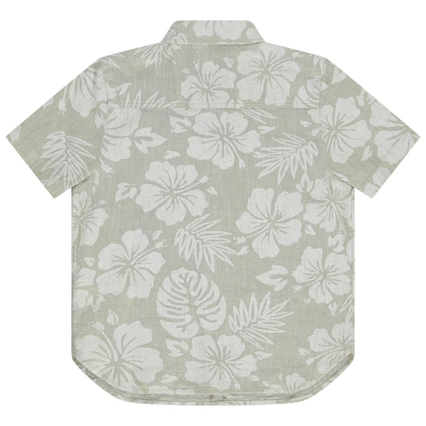 Chemise manches courtes imprimé tropical pour garçon - Ecru