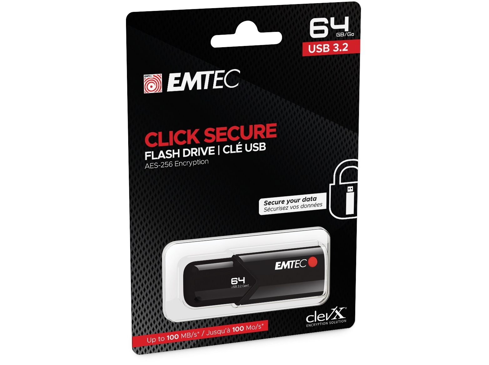 MEMÓRIAS USB EMTEC E173362 3.2 CLICK SECURE 64GB