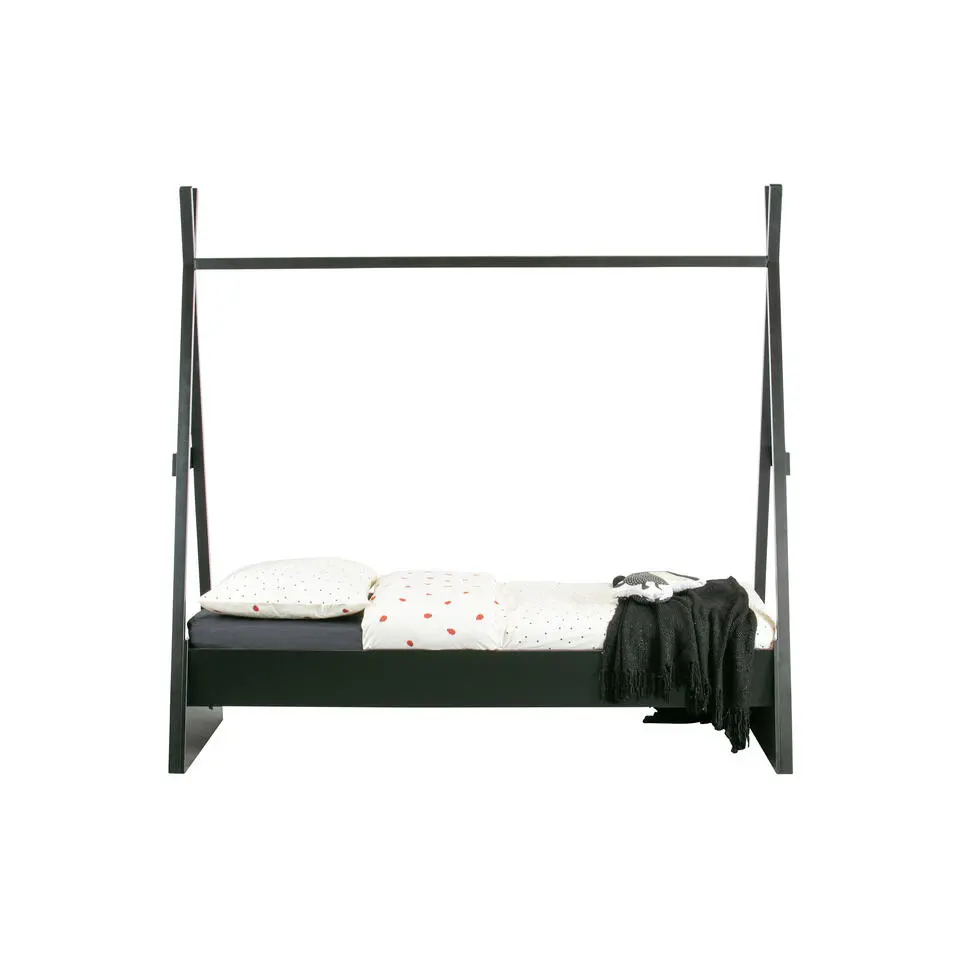 WOOOD Joep Bedlade - Grenen - Zwart - 207x197x82