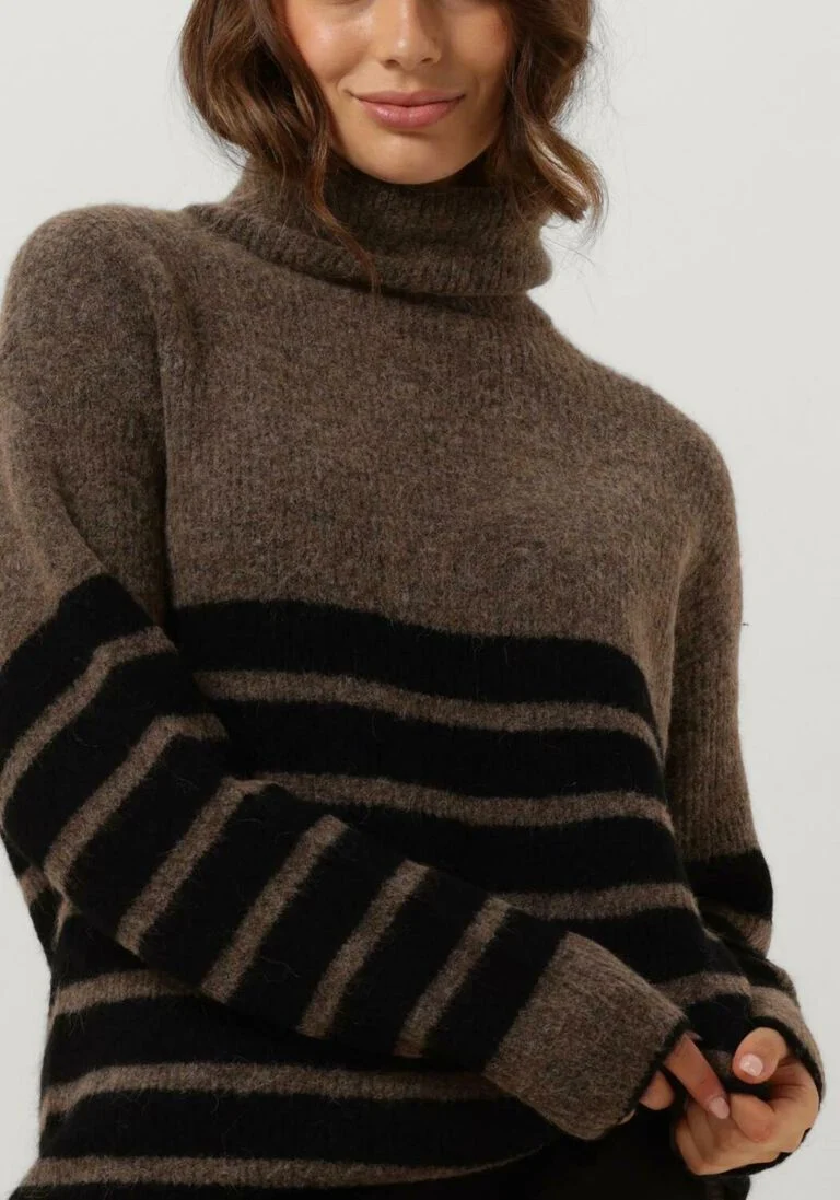 GESTUZ bruine gestuz coltrui alphagz striped rollneck