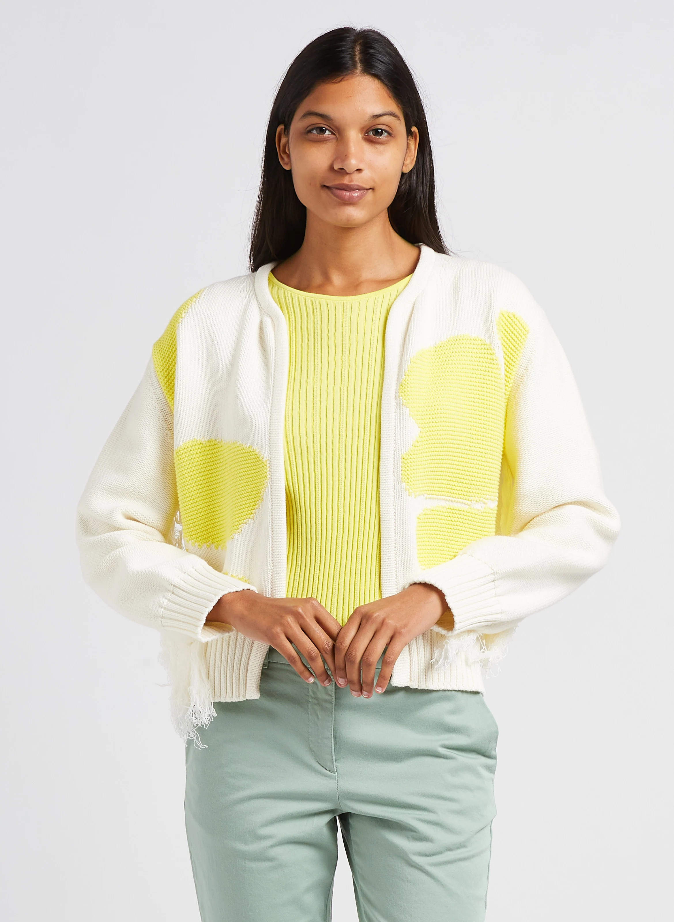 Gilet court à franges | Blanc