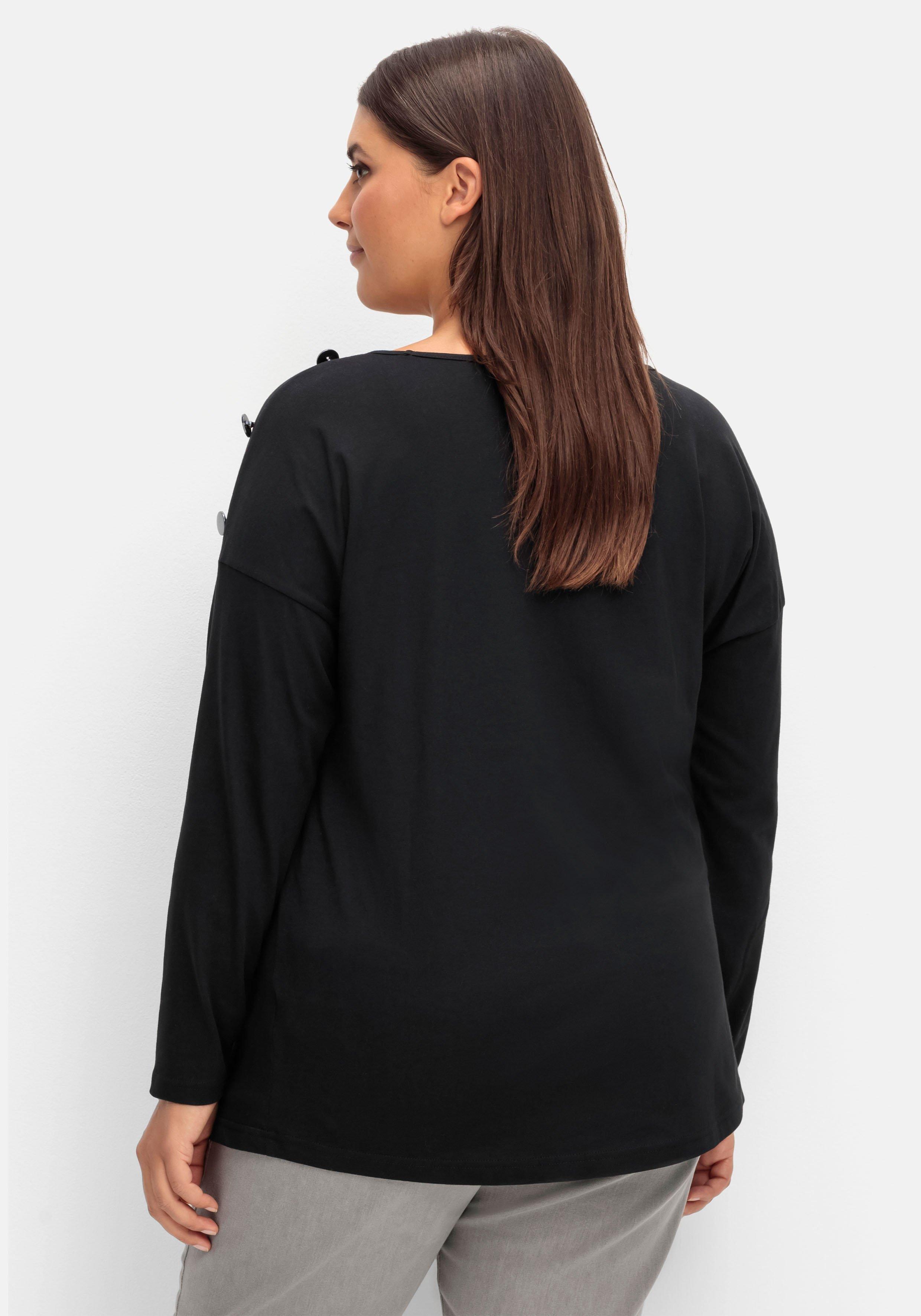 Langarmshirt mit Schmuckknöpfen auf der Schulter