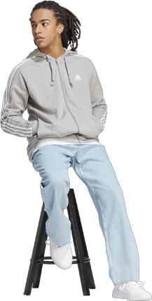 Adidas SportswearEssentials French Terry 3-Stripes Hoody - grau