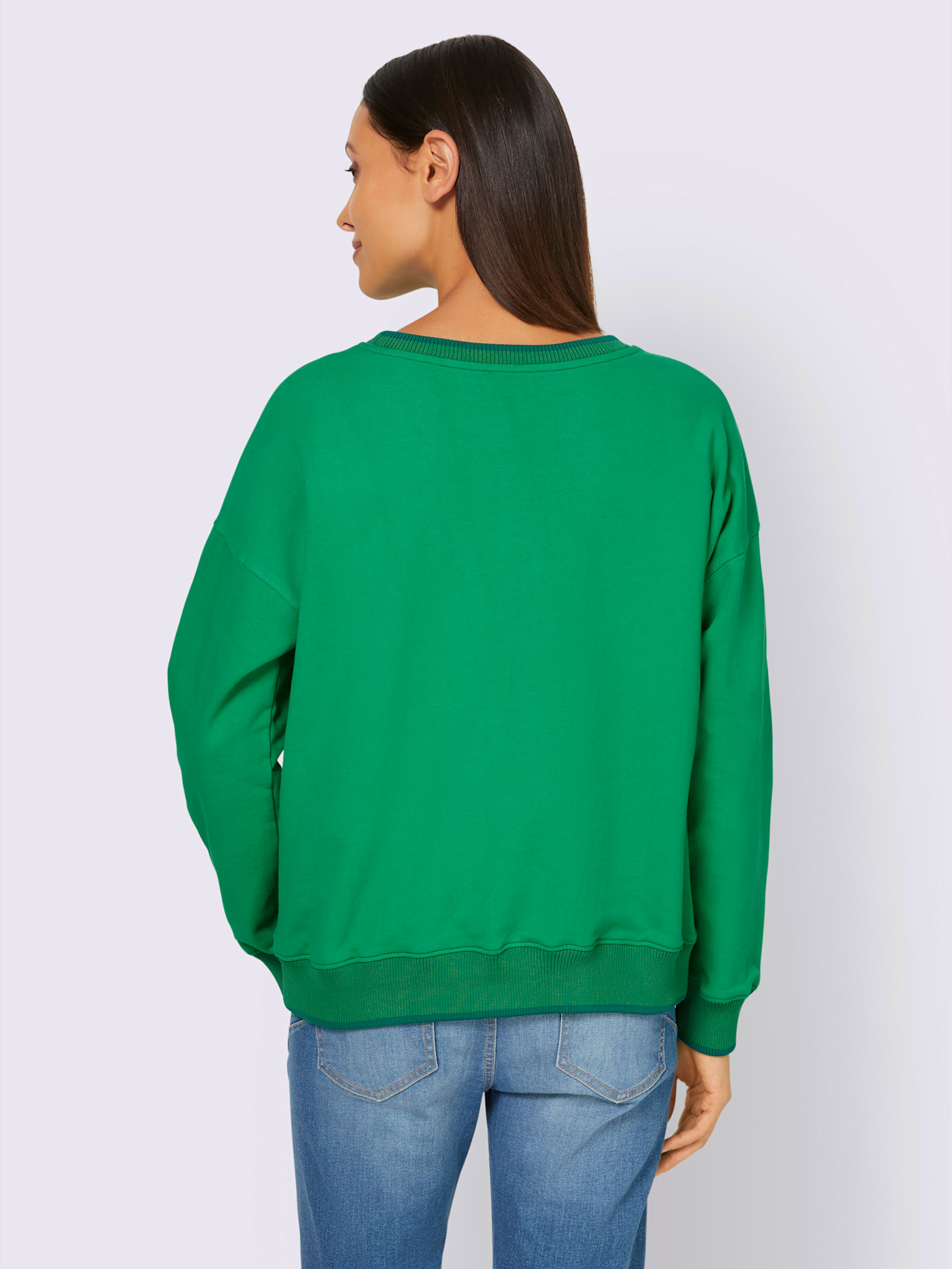 Sweat-shirt passepoils contrastés tendance