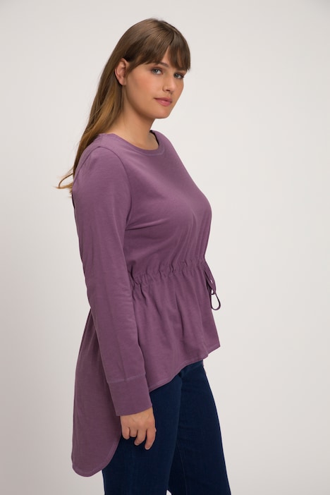 Shirt, Zipfelsaum, Rundhals, Langarm, Biobaumwolle