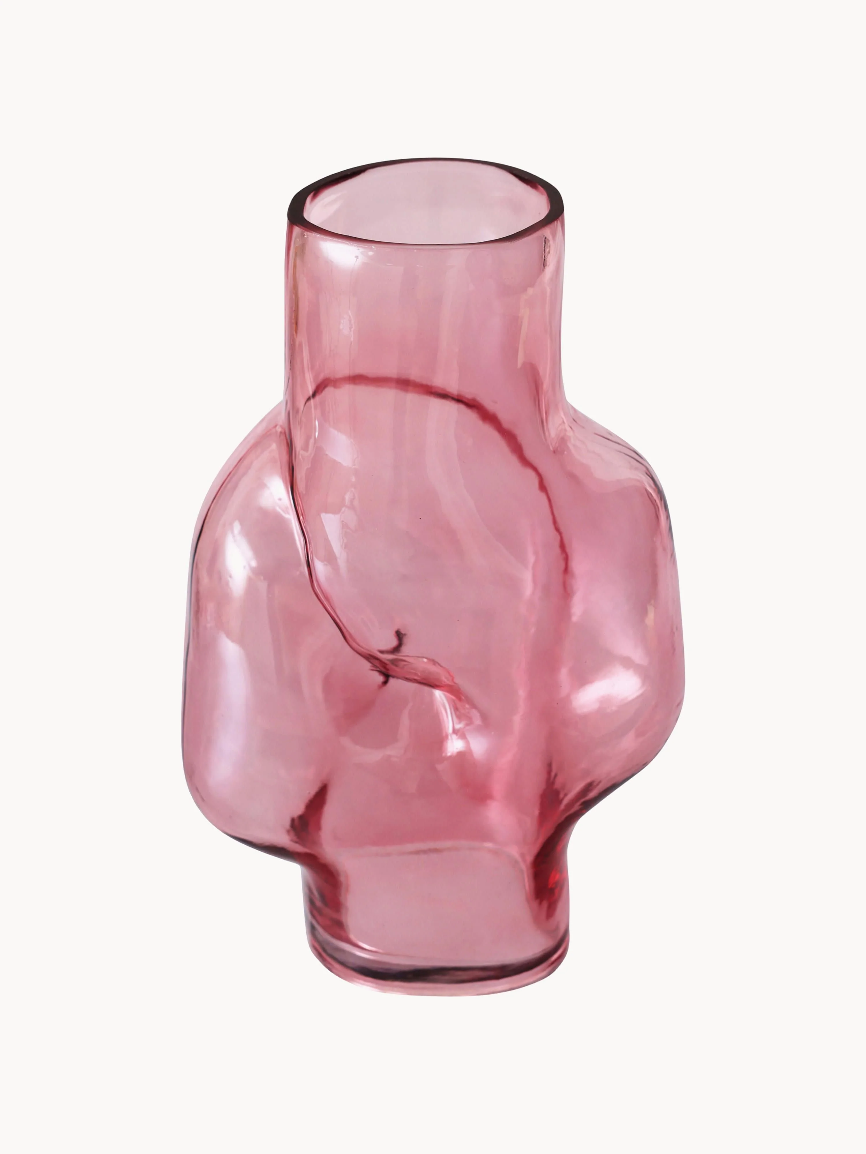Handgemaakte glazen vaas Gleam, H 32 cm