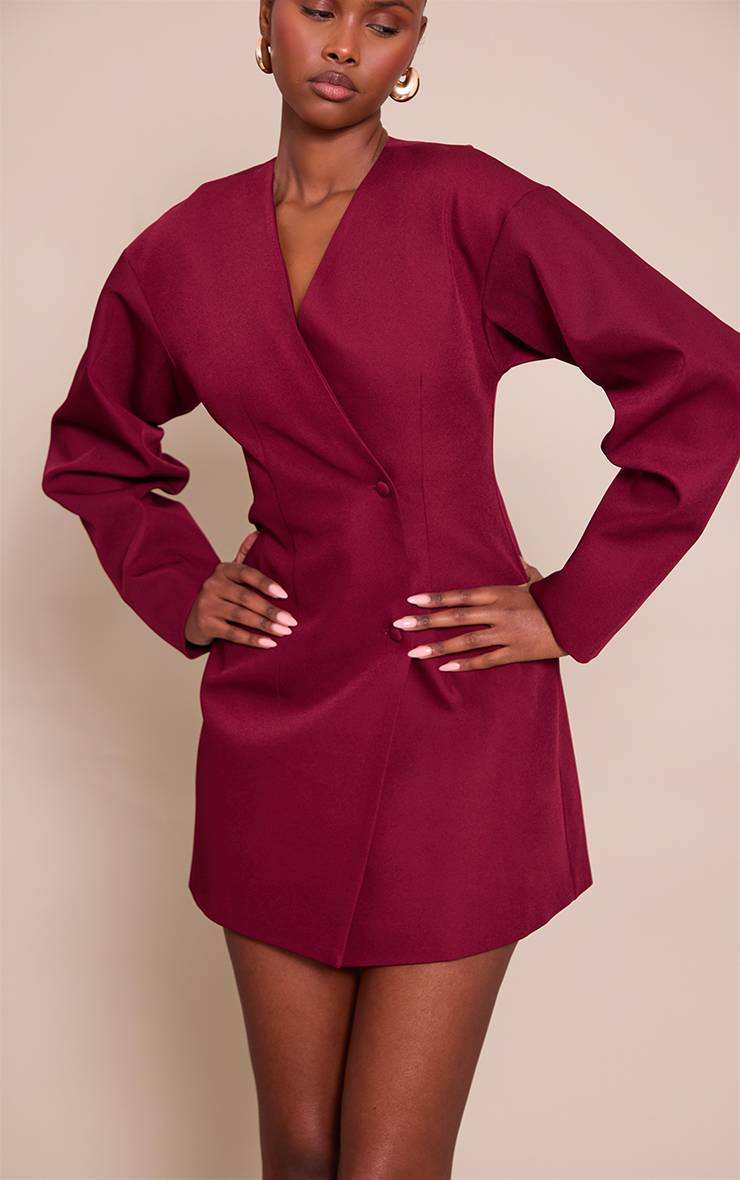 Prune Robe Blazer Tissée À Manches Ballon