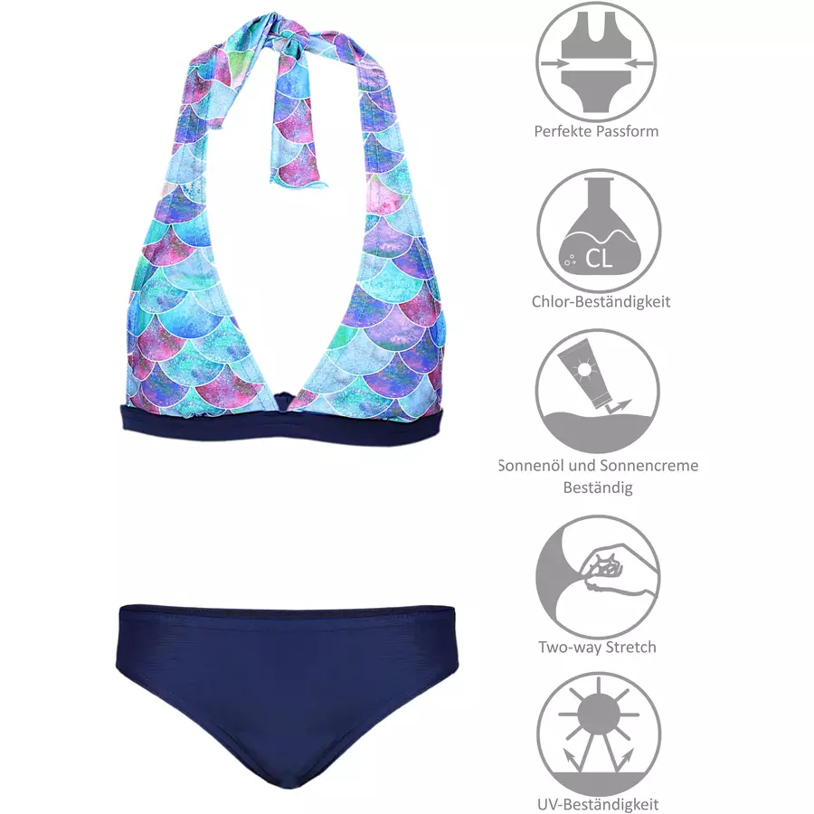 Aquarti Mädchen Bikini Set Zweiteilig Bikinislip Bustier dunkelblau