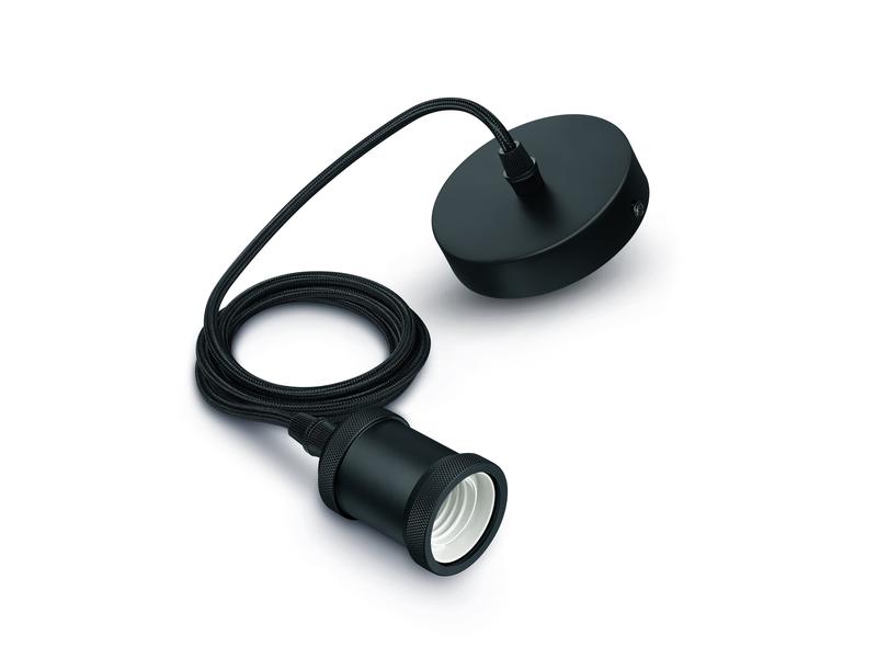 Philips Pendelleuchte Vintage E27, Schwarz Schnurpendel