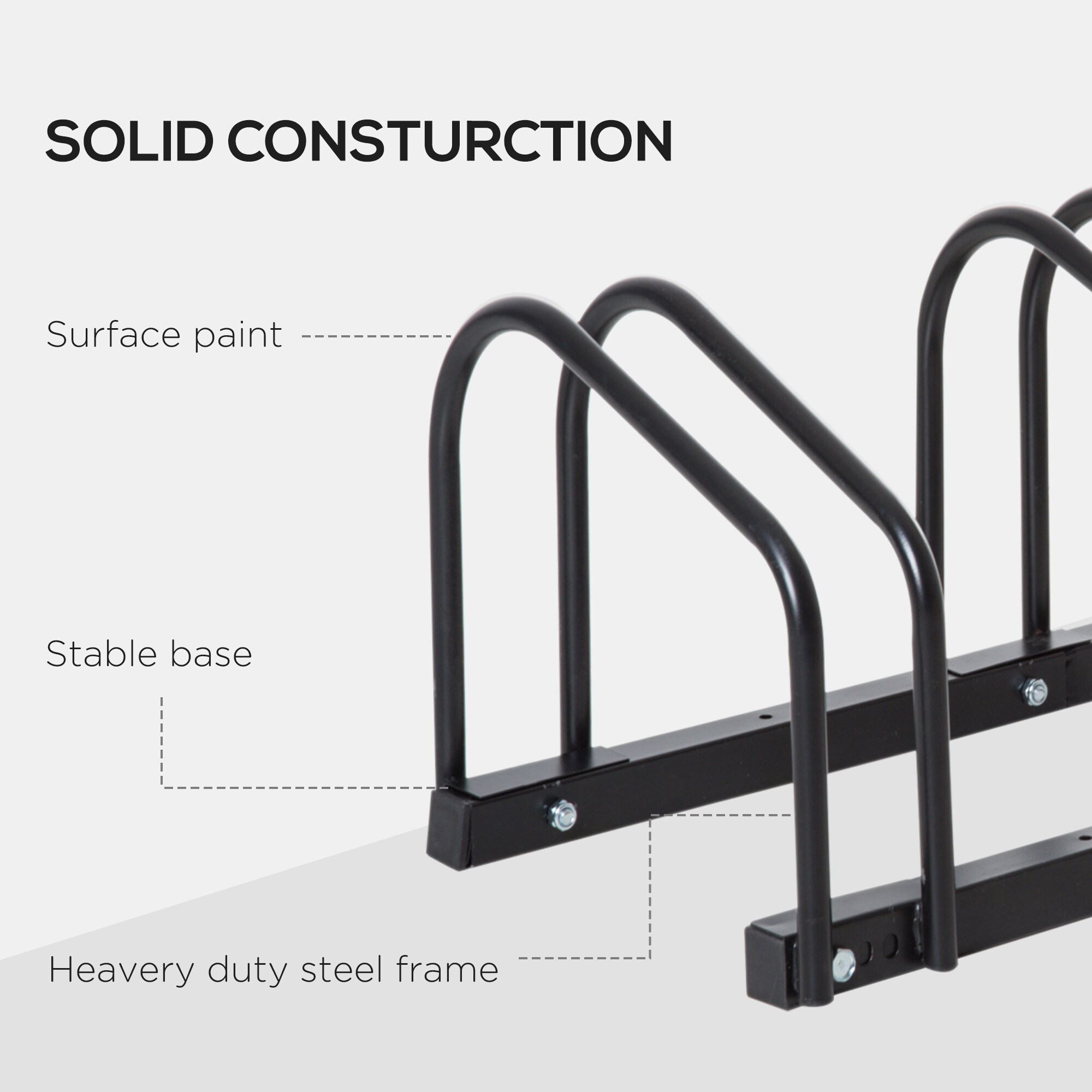 HOMCOM Fahrradhalter mit 4 Halterungen schwarz 110L x 33B x 27H cm
