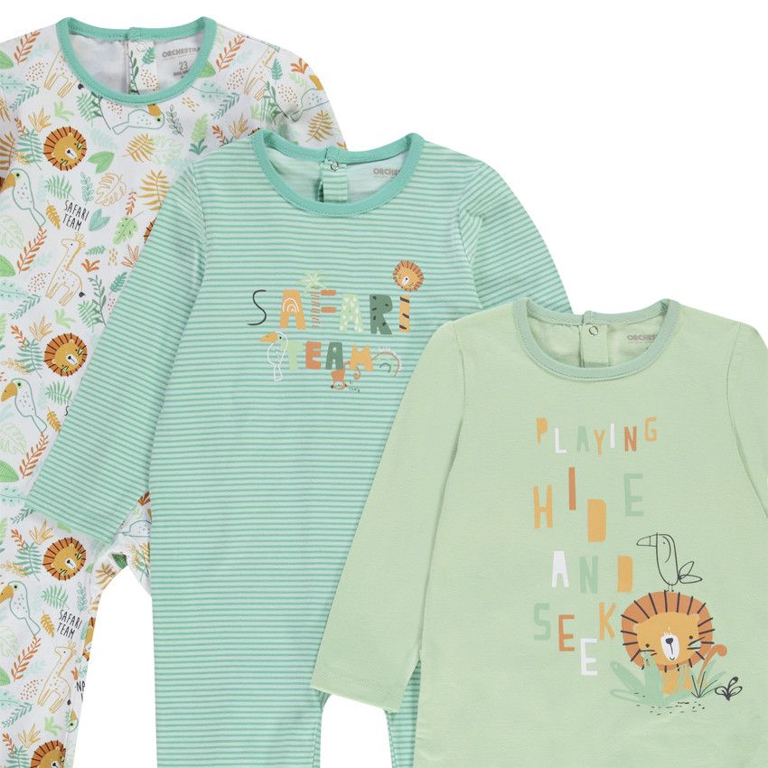 Lot de 3 dors-bien en jersey pour bébé garçon - Ouvertures différentes selon l'âge - Vert