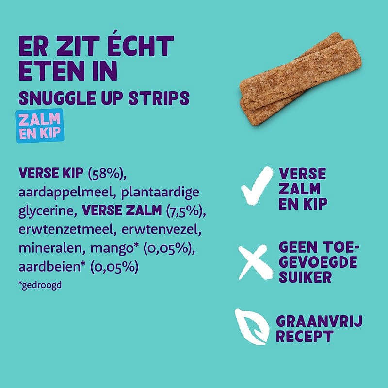 Edgard & Cooper Snuggle Up Strips Zalm & Kip 75 gram | 13525