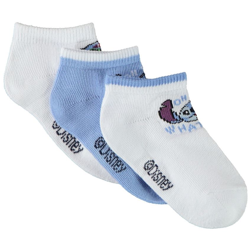 Lot de 3 paires de chaussettes courtes fantaisie Stitch Disney pour bébé garçon - Blanc