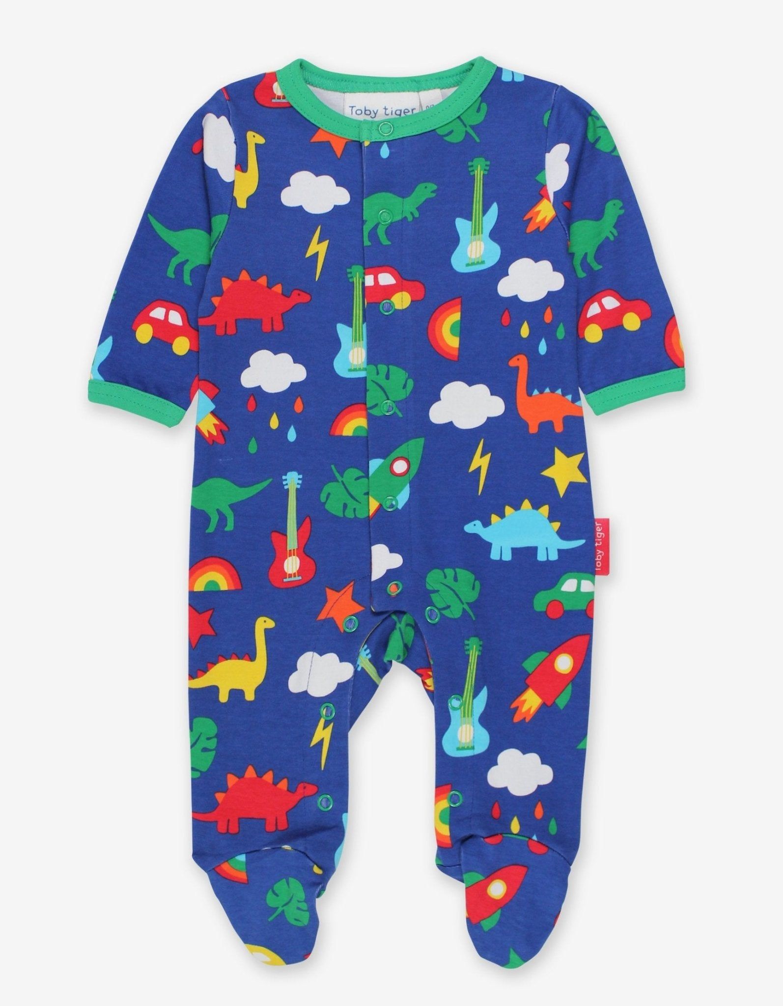 Toby Tiger Strampler Schlafanzug mit farbenfrohem Print , geschlossene Füße