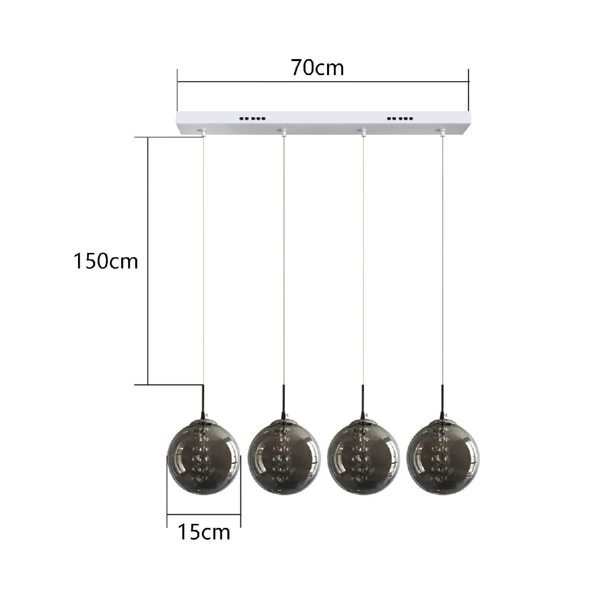 ZMH Lampe Pendante LED Verre