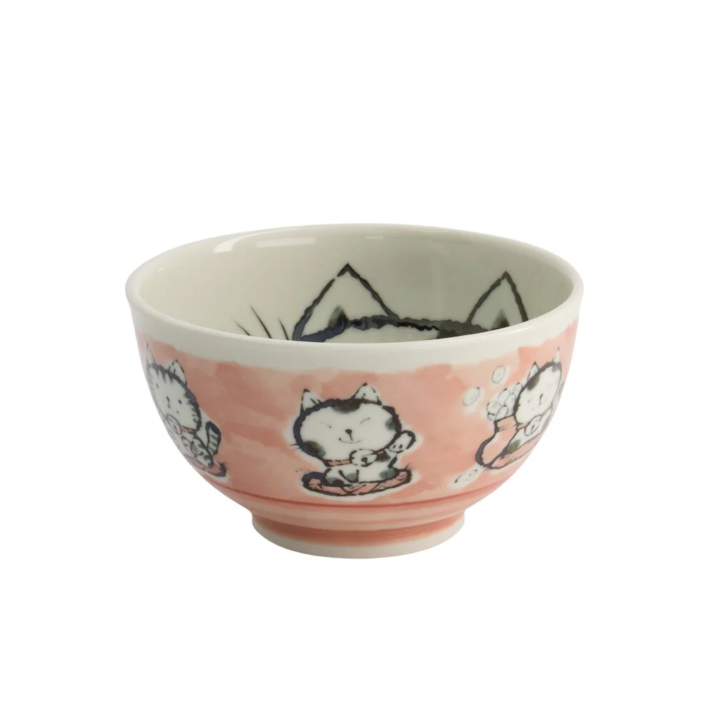 Tokyo Design Studio  Kawaii Cat Rice skål, pink - 400 ml.