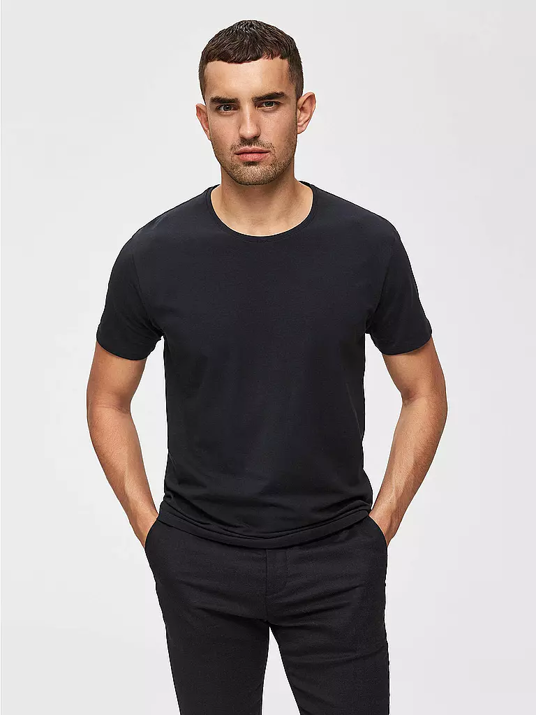 SELECTED T-Shirt SLHNEWPIMA schwarz