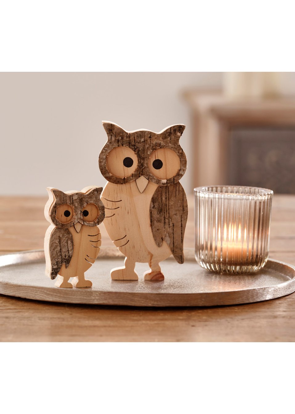 Objet déco hibou (Ens. 2 pces.)