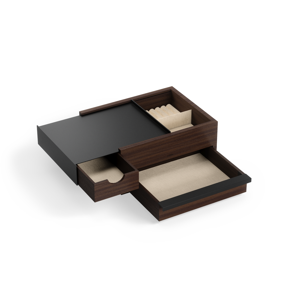 Juwelenbox Stowit zwart walnoot hout L