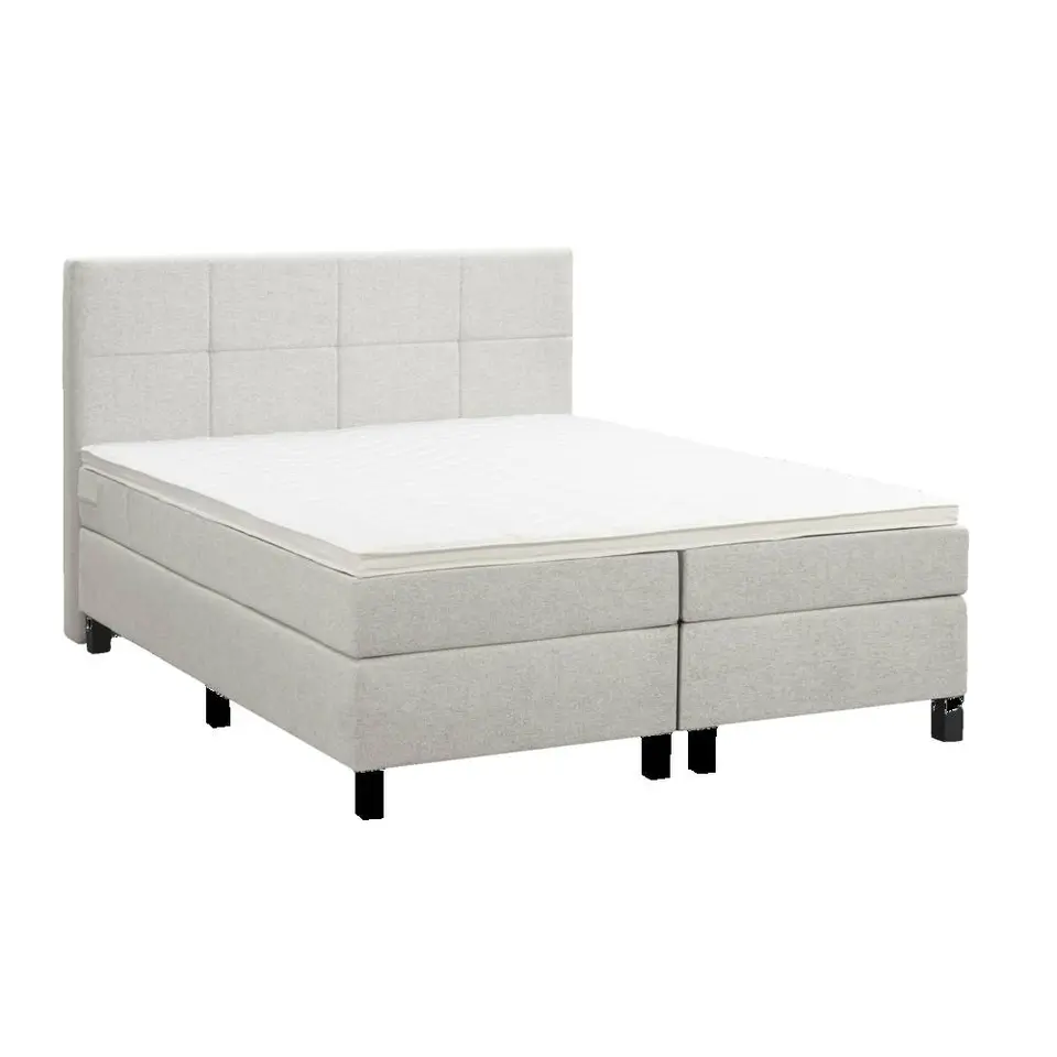 Boxspring Liv geblokt - ecru - 180x200 cm - vierkante poot