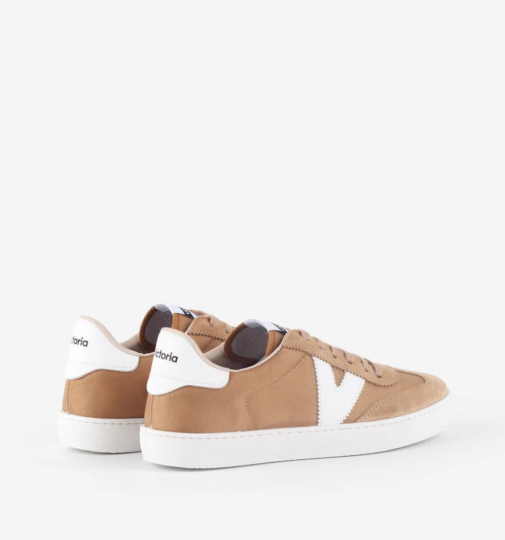BERLÍN CUIR FENDU & NYLON Baskets monochromes unisexes TAUPE