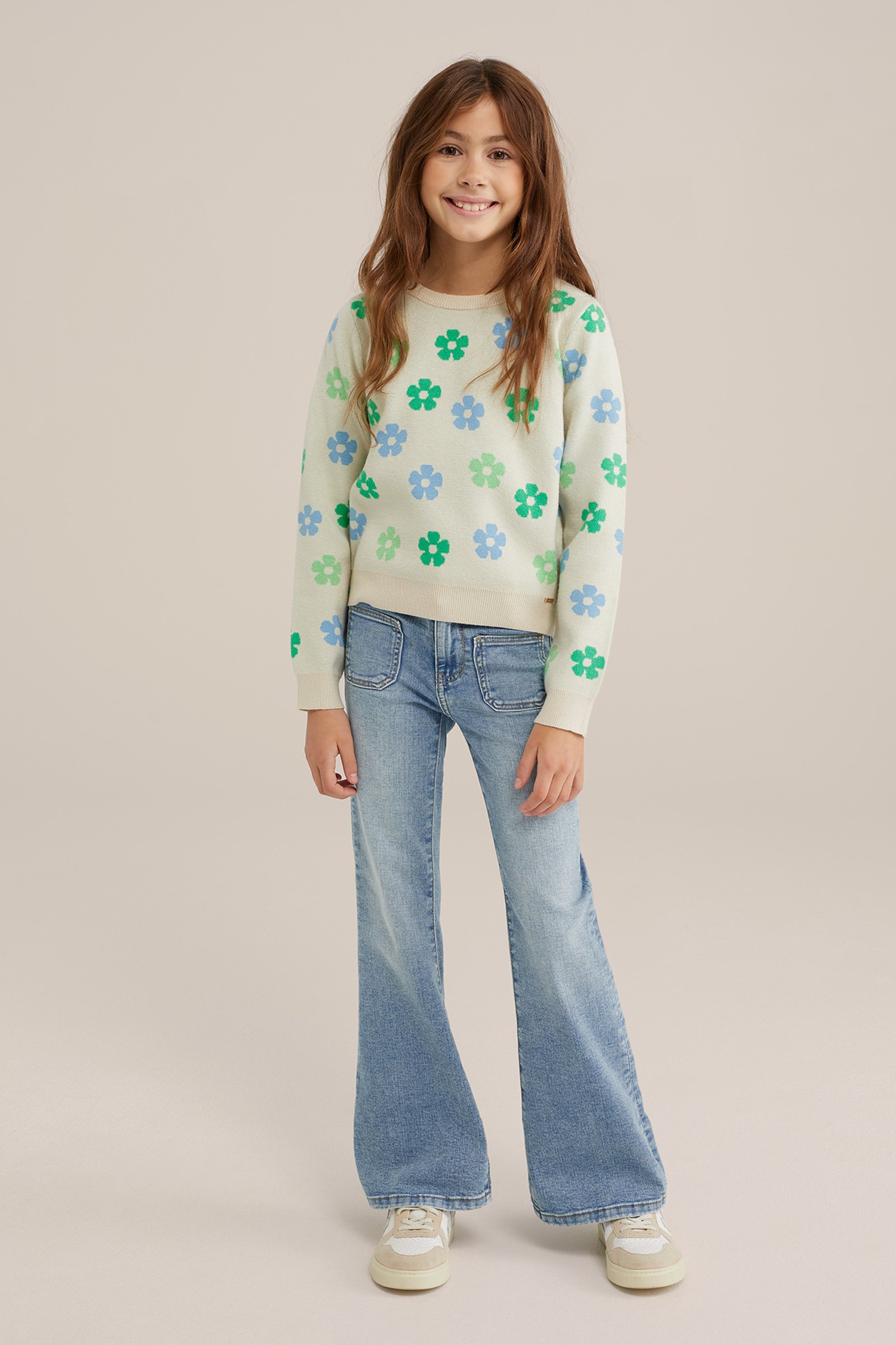 Meisjes trui met dessin WE Fashion Mintgroen
