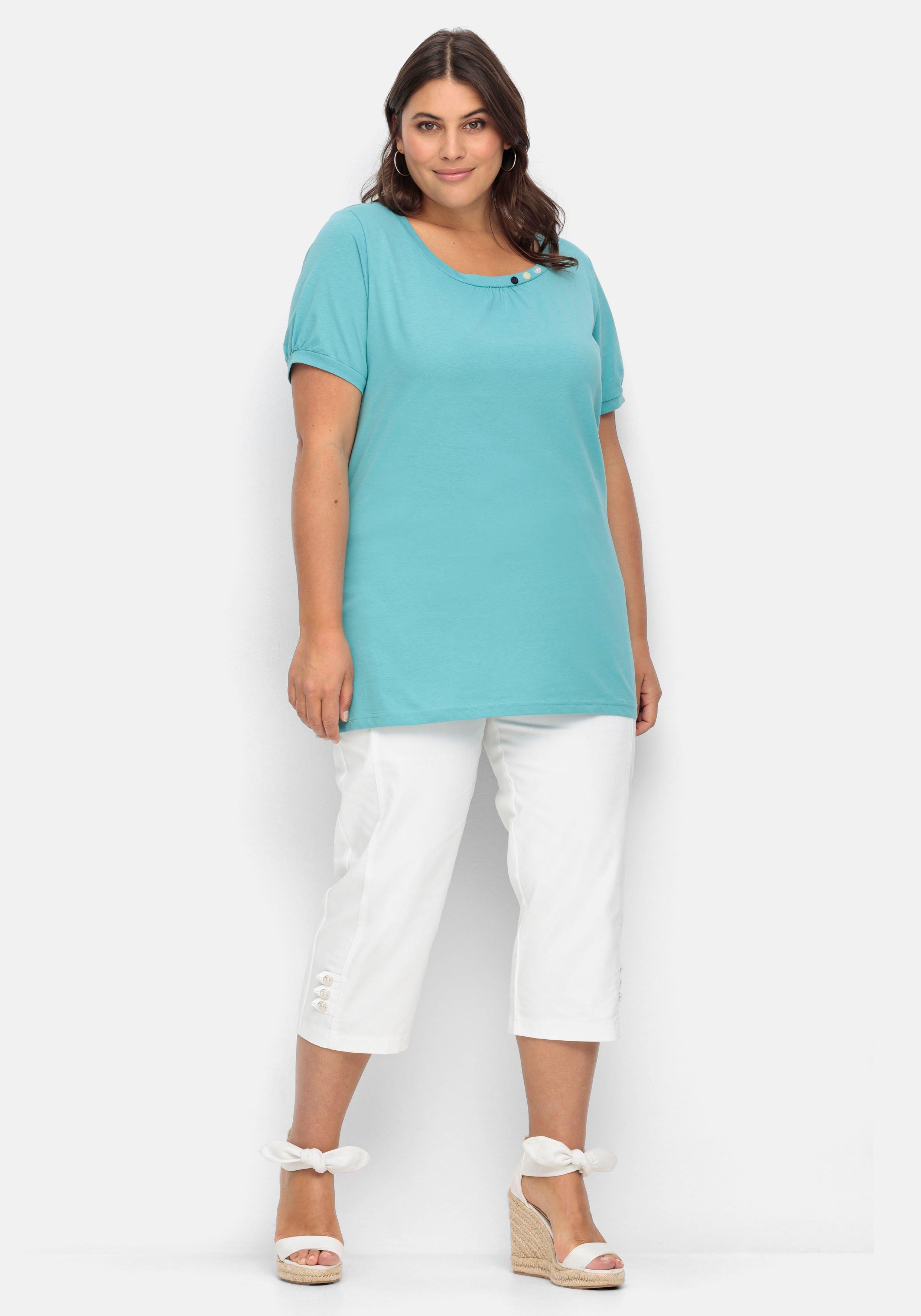 Longshirt mit Zierknöpfen am Ausschnitt